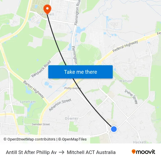 Antill St After Phillip Av to Mitchell ACT Australia map