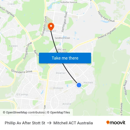 Phillip Av After Stott St to Mitchell ACT Australia map