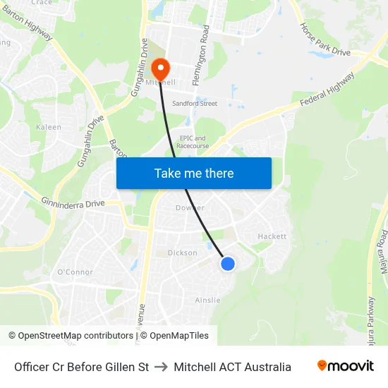 Officer Cr Before Gillen St to Mitchell ACT Australia map
