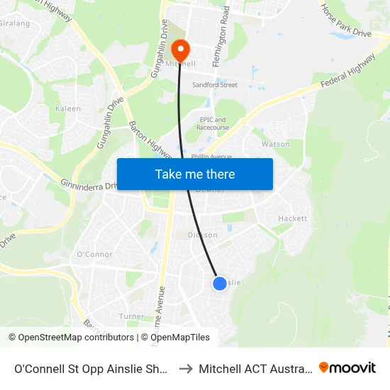 O'Connell St Opp Ainslie Shops to Mitchell ACT Australia map