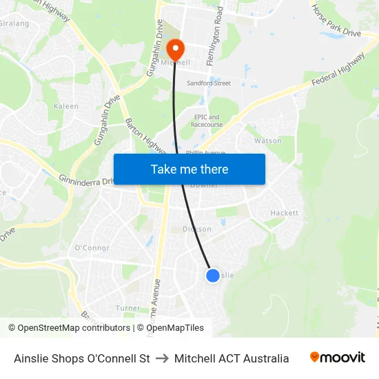 Ainslie Shops O'Connell St to Mitchell ACT Australia map