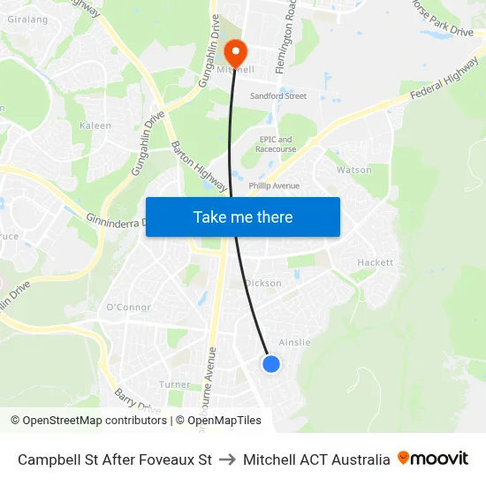 Campbell St After Foveaux St to Mitchell ACT Australia map