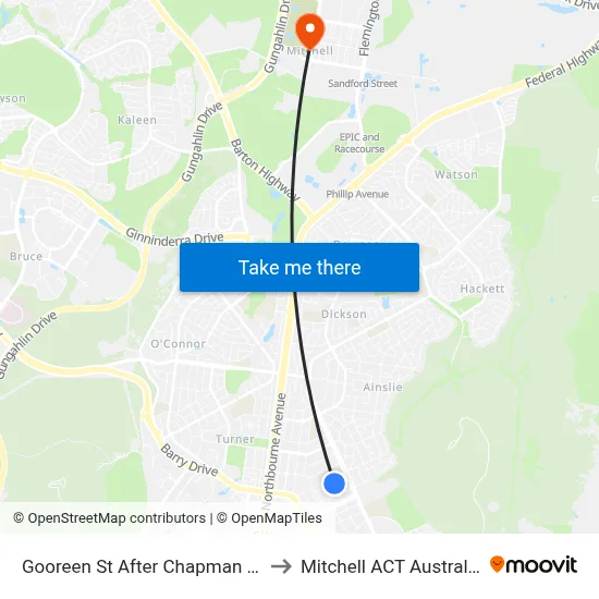 Gooreen St After Chapman St to Mitchell ACT Australia map
