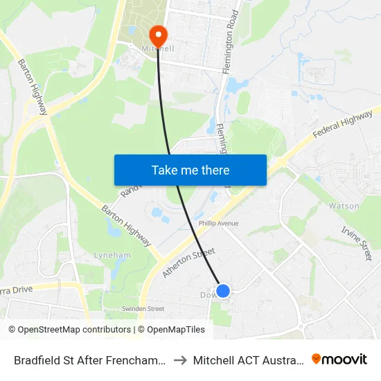Bradfield St After Frencham St to Mitchell ACT Australia map