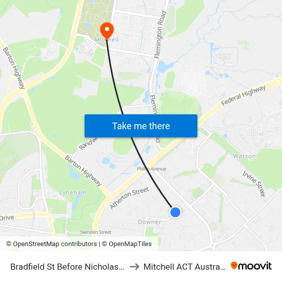 Bradfield St Before Nicholas St to Mitchell ACT Australia map