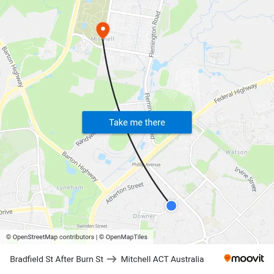 Bradfield St After Burn St to Mitchell ACT Australia map