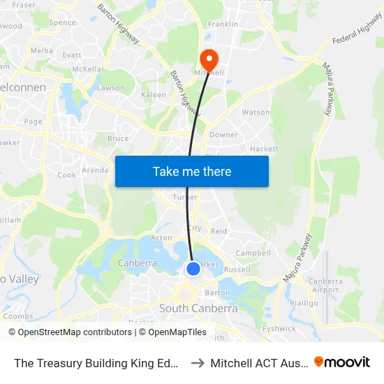 The Treasury Building King Edward Tce to Mitchell ACT Australia map