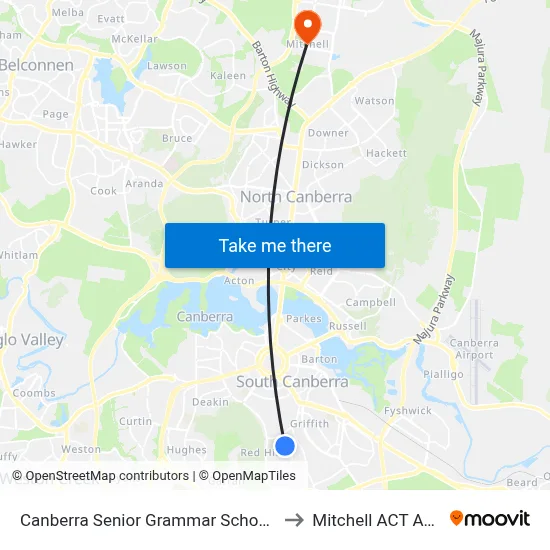 Canberra Senior Grammar School Golden Gr to Mitchell ACT Australia map