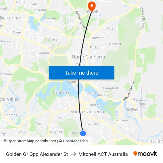 Golden Gr Opp Alexander St to Mitchell ACT Australia map