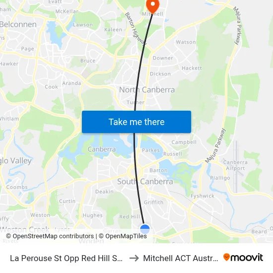 La Perouse St Opp Red Hill Shops to Mitchell ACT Australia map