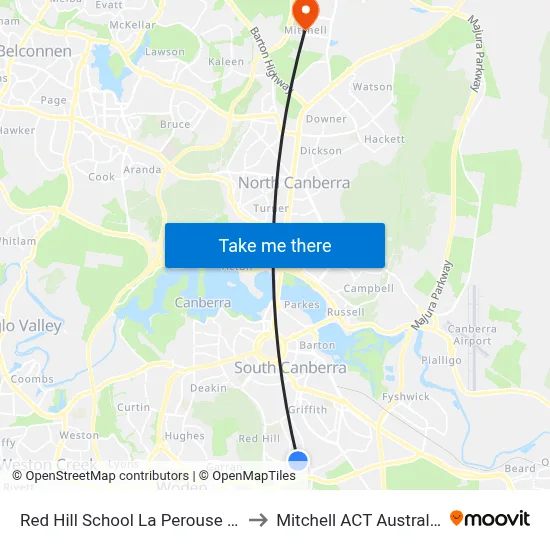 Red Hill School La Perouse St to Mitchell ACT Australia map