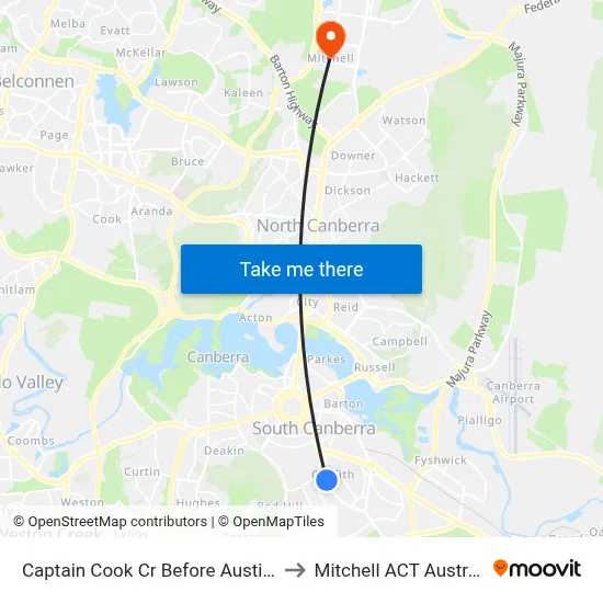 Captain Cook Cr Before Austin St to Mitchell ACT Australia map