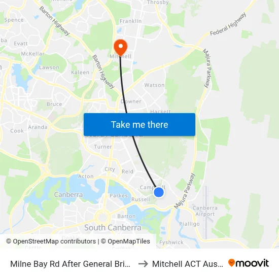 Milne Bay Rd After General Bridges Rd to Mitchell ACT Australia map