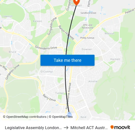 Legislative Assembly London Cct to Mitchell ACT Australia map