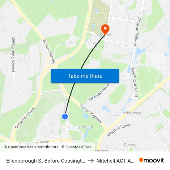 Ellenborough St Before Cossington Smith St to Mitchell ACT Australia map