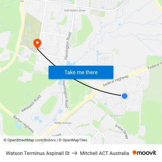 Watson Terminus Aspinall St to Mitchell ACT Australia map