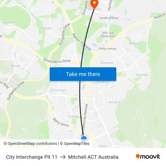 City Interchange Plt 11 to Mitchell ACT Australia map