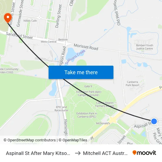 Aspinall St After Mary Kitson St to Mitchell ACT Australia map
