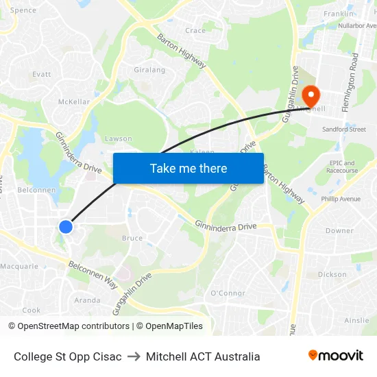 College St Opp Cisac to Mitchell ACT Australia map