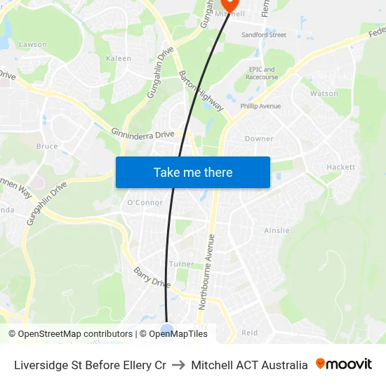 Liversidge St Before Ellery Cr to Mitchell ACT Australia map
