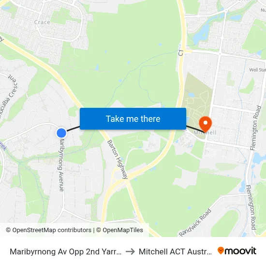 Maribyrnong Av Opp 2nd Yarra St to Mitchell ACT Australia map