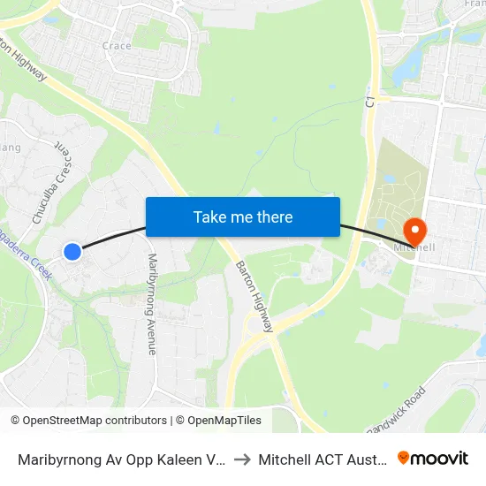 Maribyrnong Av Opp Kaleen Village to Mitchell ACT Australia map