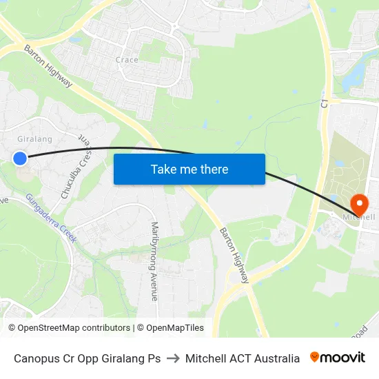 Canopus Cr Opp Giralang Ps to Mitchell ACT Australia map