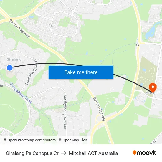 Giralang Ps Canopus Cr to Mitchell ACT Australia map