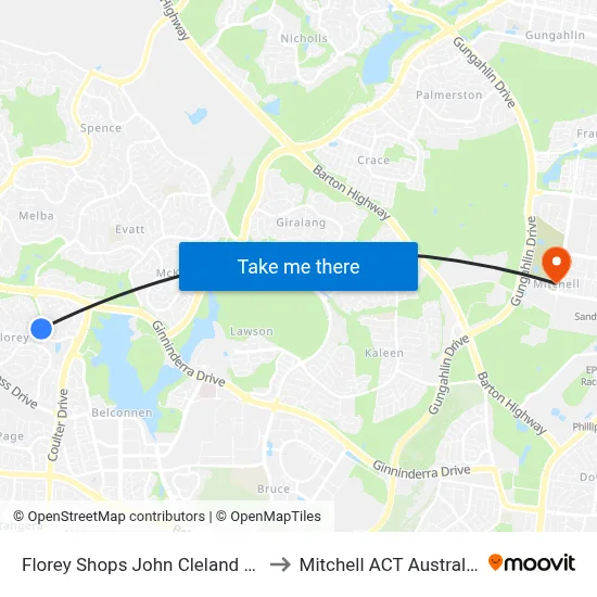 Florey Shops John Cleland Cr to Mitchell ACT Australia map