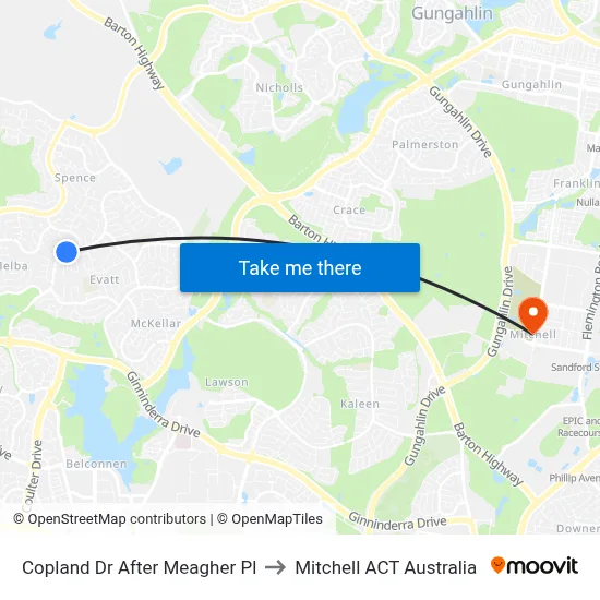 Copland Dr After Meagher Pl to Mitchell ACT Australia map