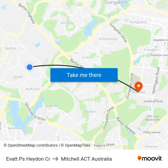Evatt Ps Heydon Cr to Mitchell ACT Australia map