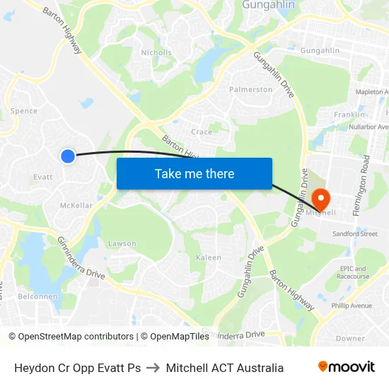 Heydon Cr Opp Evatt Ps to Mitchell ACT Australia map