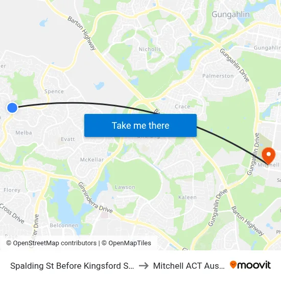 Spalding St Before Kingsford Smith Dr to Mitchell ACT Australia map