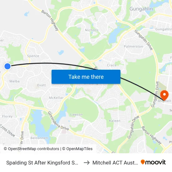Spalding St After Kingsford Smith Dr to Mitchell ACT Australia map