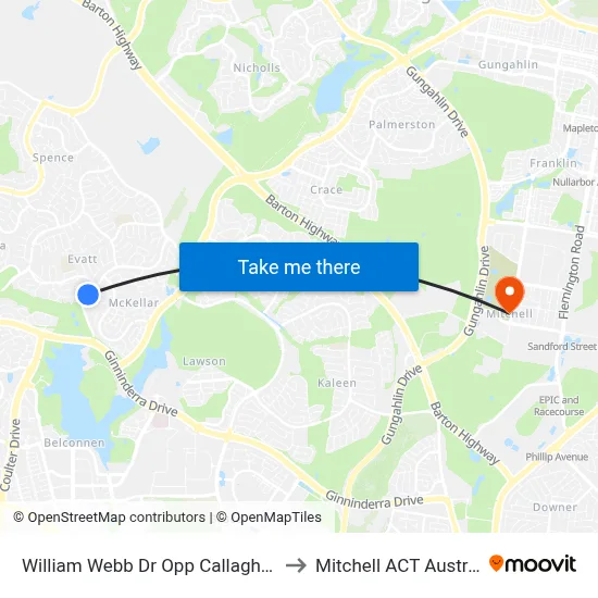 William Webb Dr Opp Callaghan St to Mitchell ACT Australia map