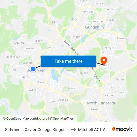 St Francis Xavier College Kingsford Smith Dr to Mitchell ACT Australia map