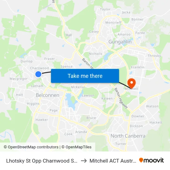 Lhotsky St Opp Charnwood Shops to Mitchell ACT Australia map