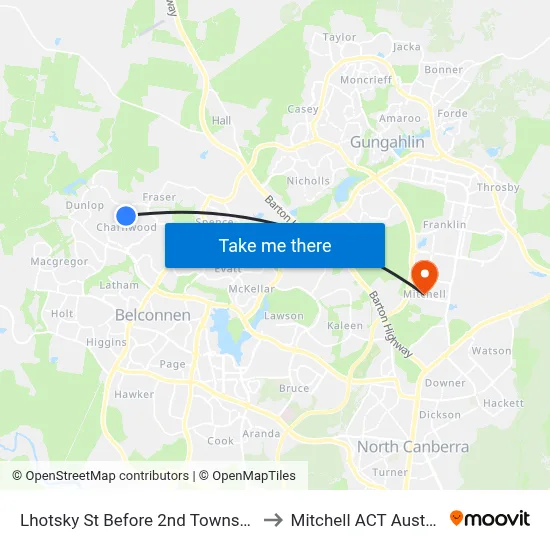 Lhotsky St Before 2nd Townson Cr to Mitchell ACT Australia map