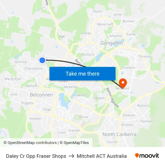 Daley Cr Opp Fraser Shops to Mitchell ACT Australia map