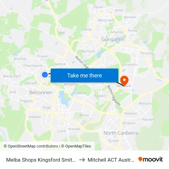 Melba Shops Kingsford Smith Dr to Mitchell ACT Australia map