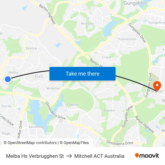 Melba Hs Verbrugghen St to Mitchell ACT Australia map