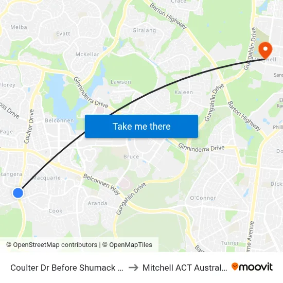Coulter Dr Before Shumack St to Mitchell ACT Australia map