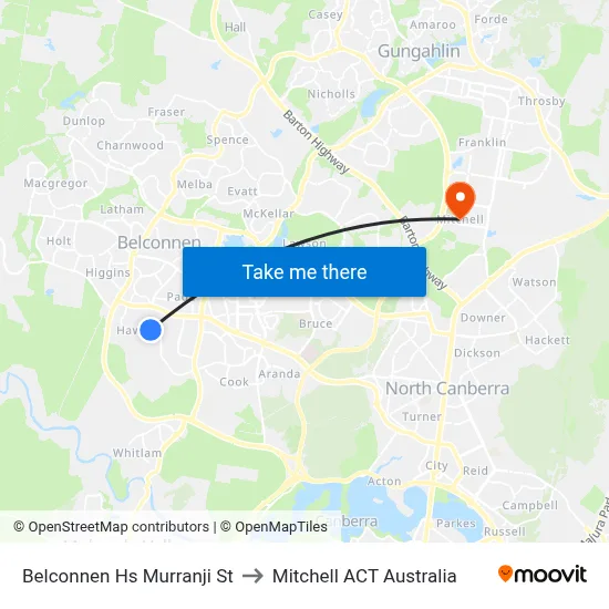 Belconnen Hs Murranji St to Mitchell ACT Australia map