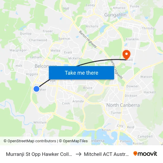 Murranji St Opp Hawker College to Mitchell ACT Australia map