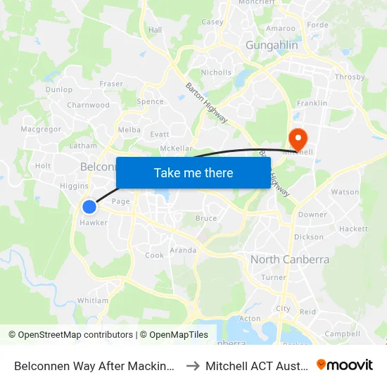 Belconnen Way After Mackinolty St to Mitchell ACT Australia map