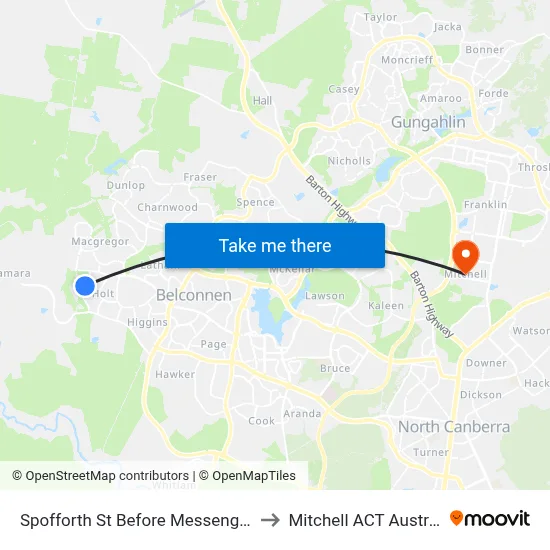 Spofforth St Before Messenger St to Mitchell ACT Australia map