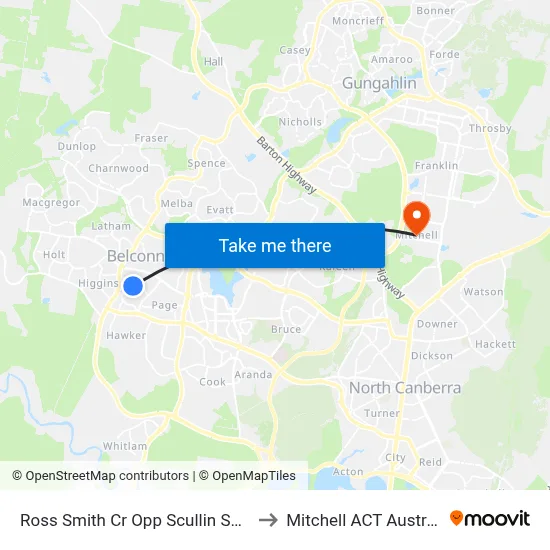Ross Smith Cr Opp Scullin Shops to Mitchell ACT Australia map
