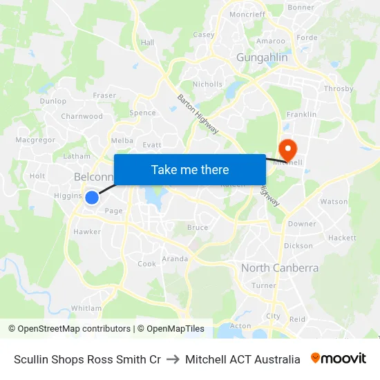 Scullin Shops Ross Smith Cr to Mitchell ACT Australia map