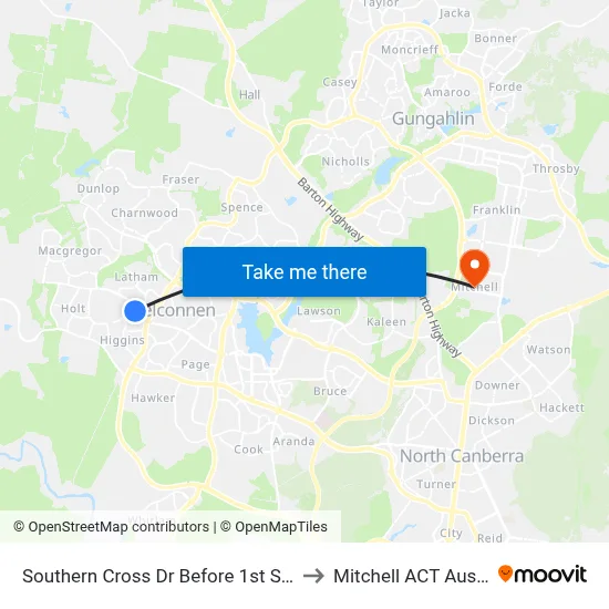 Southern Cross Dr Before 1st Starke St to Mitchell ACT Australia map