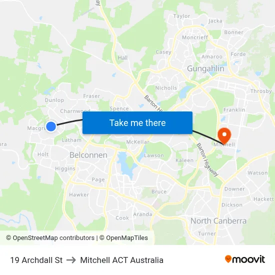 19 Archdall St to Mitchell ACT Australia map